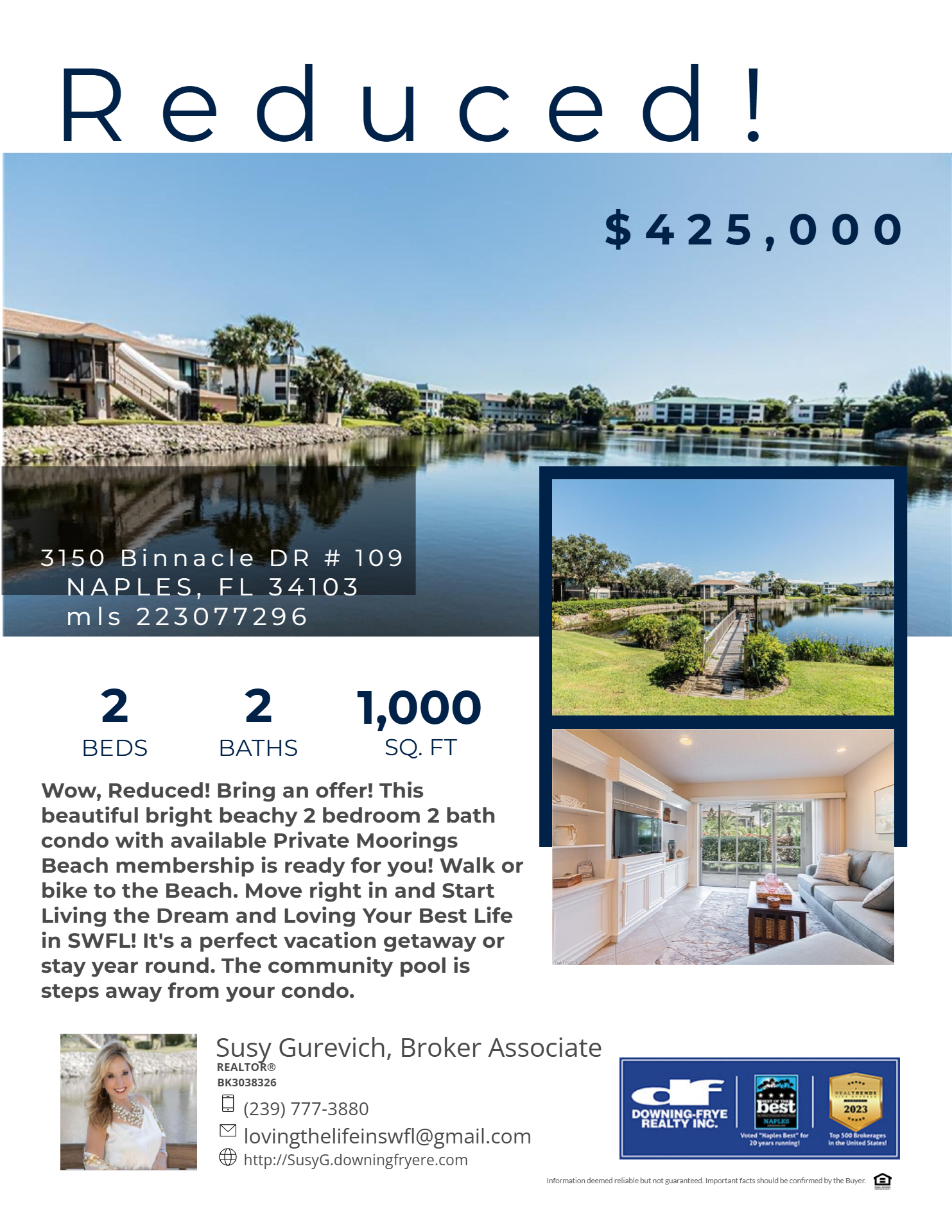 Reduced! Moorings Beach Club available!
